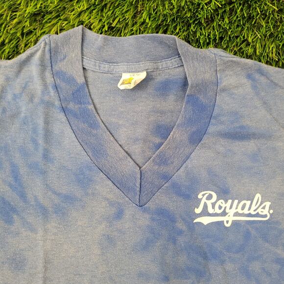 Vintage 80s Royals Bleached Shirt Women Large 20x25 Blue USA - Picture 9 of 13
